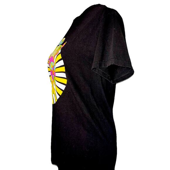 Public District Men's SM Short Sleeve Cotton T Shirt Black Psychedelic Mushroom - Picture 2 of 5